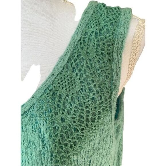 Lagenlook Dress Pretty Angel M Green Layers Ruffles Lace Crochet Fuzzy Lined - Picture 6 of 11